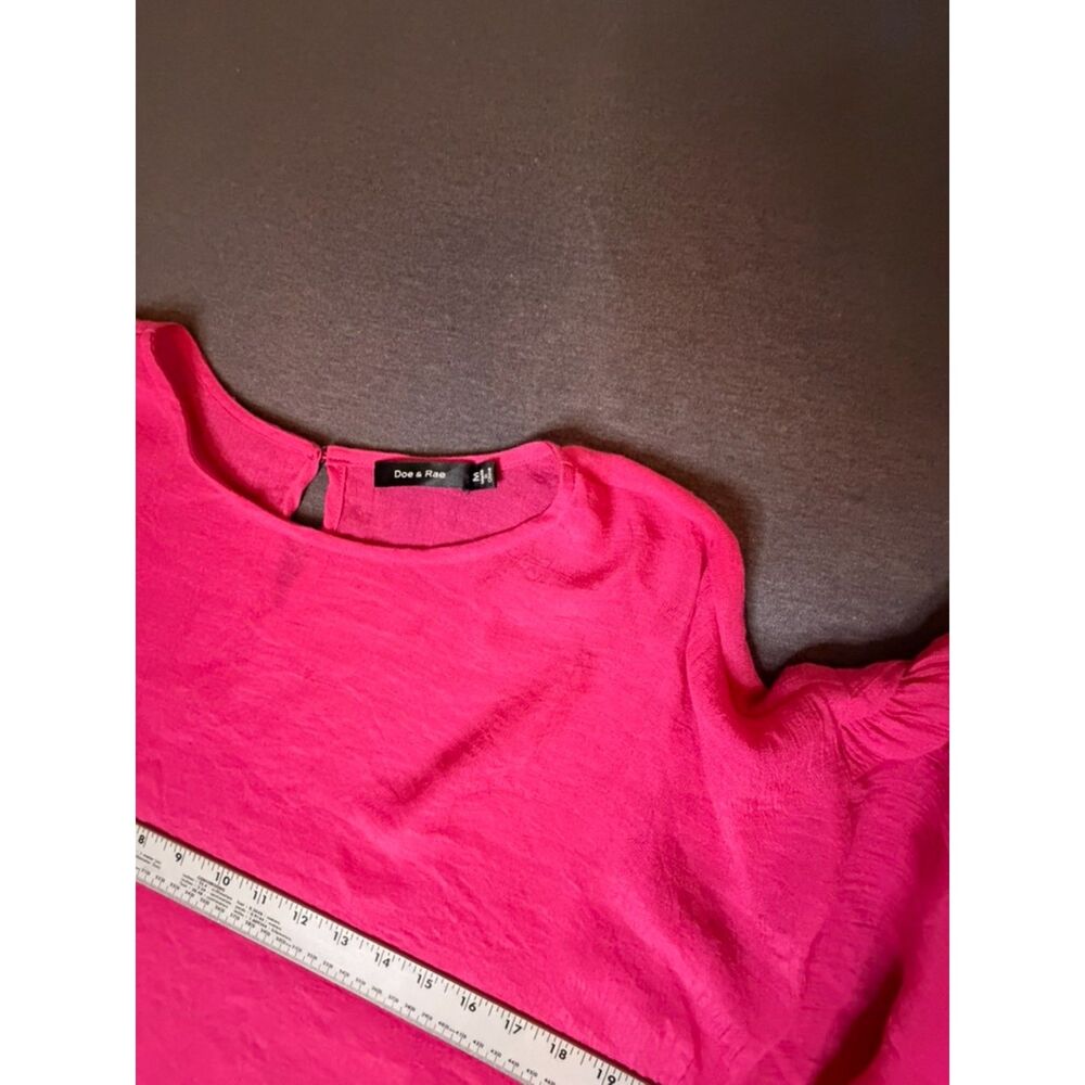 Doe & Rae Pink Ruffle Sleeve Blouse Medium Textured Boho Top Size Medium - Picture 10 of 13